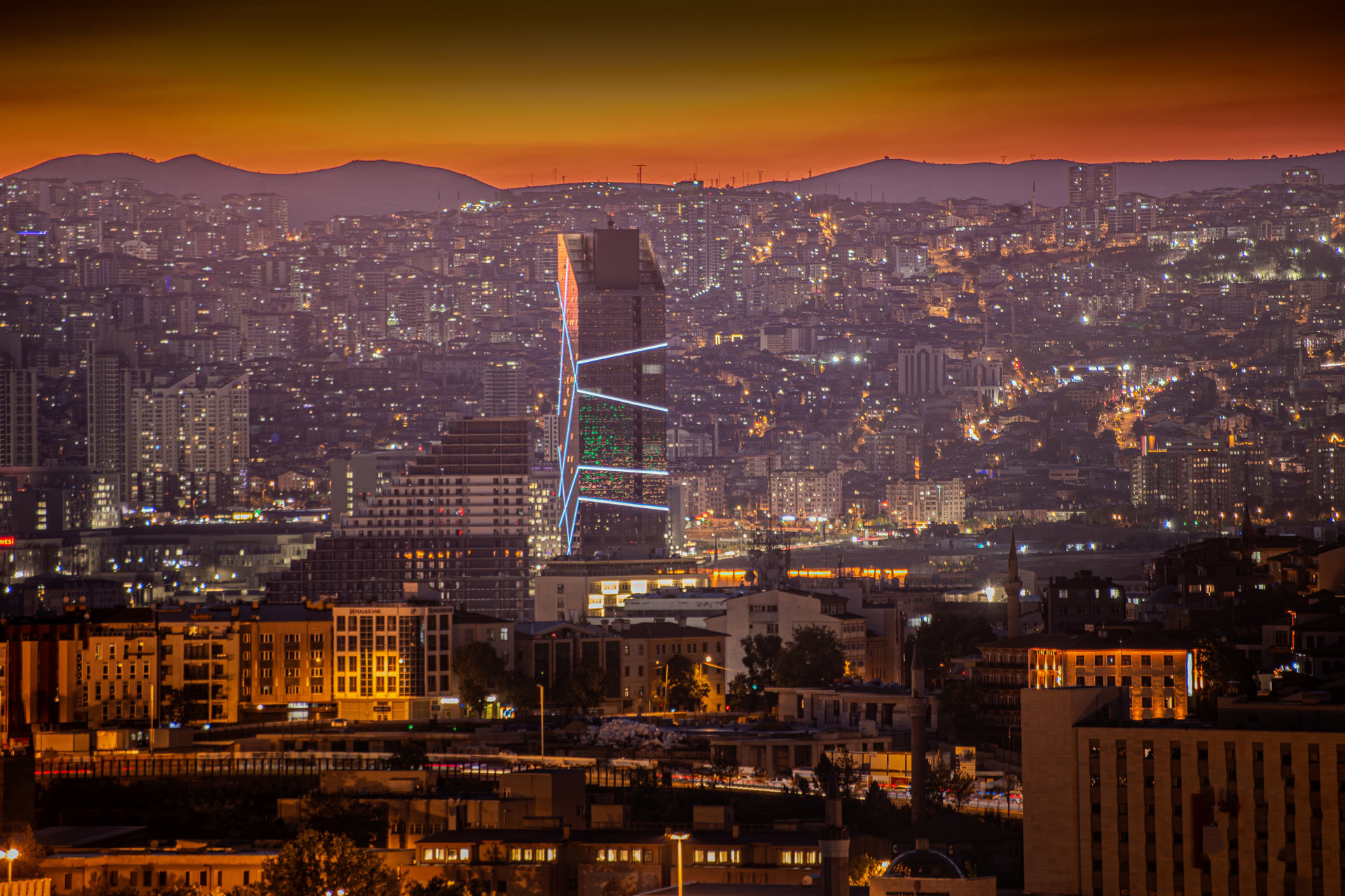 Ankara's City landscape at sunset